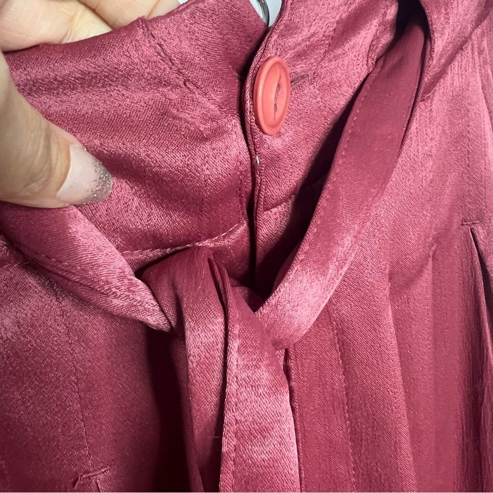 Sundance Wide Leg Pants | Size P4 | Tie Waist | Mauve Pink - Picture 6 of 9